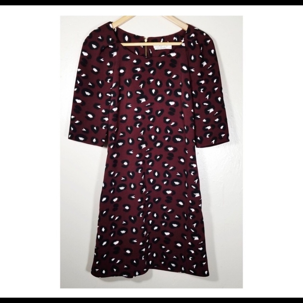 Burgundy leopard print dress
